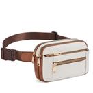 Bolsa tiracolo Fanny Pack Telena de couro para mulheres bege marrom
