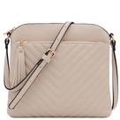 Bolsa tiracolo FashionPuzzle Chevron acolchoada média nude Bolsa tiracolo FashionPuzzle Chevron acolchoada média nude