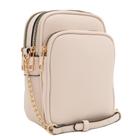 Bolsa tiracolo FashionPuzzle com vários bolsos em couro PU nude