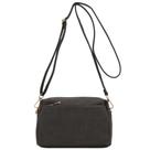 Bolsa tiracolo FashionPuzzle com zíper triplo pequena, cinza escuro