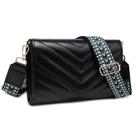 Bolsa tiracolo feminina Dasein acolchoada de design preto noturno