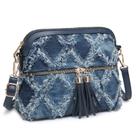 Bolsa tiracolo feminina Dasein, borla, zíper, bolso, jeans