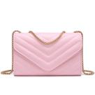 Bolsa tiracolo feminina Dasein pequena acolchoada rosa noturno