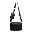 Bolsa tiracolo Herald Chevron acolchoada pequena preta para mulheres