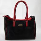 Bolsa tiracolo/mão em material sintético tipo linho e couro natural maria adna