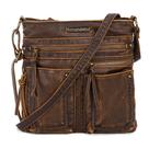 Bolsa tiracolo Montana West MWC-252BR em material vegano multibolsos