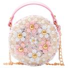 Bolsa tiracolo para meninas pequenas com flores de pérolas