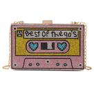 Bolsa tiracolo Renabro Retro em Forma de Rádio Rosa Strass