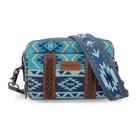 Bolsa tiracolo Wrangler Boho Aztec feminina azul marinho com alça de guitarra