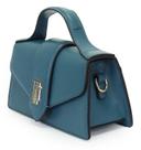 Bolsa top handle mini bag crossbody fechamento aba cor:azul
