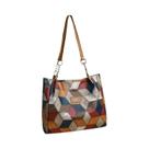 Bolsa Tote Feminina De Couro PU Com Grande Capacidade E Cores Contrastantes, Bolsa De Ombro Fashion