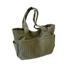 Bolsa Tote Feminina De Grande Capacidade Em Corduroy Listrado, Bolsa Casual De Ombro Com Zíper Para Bolsa Tote Feminina De Grande Capacidade Em Corduroy Listrado, Bolsa Casual De Ombro Com Zíper Para