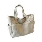 Bolsa Tote Feminina De Grande Capacidade Em Corduroy Listrado, Bolsa Casual De Ombro Com Zíper Para
