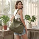 Bolsa Tote Feminina Grande Capacidade de Lona Ombro Casual Leve e Resistente Estudantes Academia Trabalho Bolsa Tote Feminina Grande Capacidade de Lona Ombro Casual Leve e Resistente Estudantes Academia Trabalho