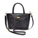 Bolsa Tote Preta Couro Legítimo Feminina Transversal Tiracolo Madamix