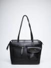 Bolsa Tote Tiracolo Média Preta - Courofino - BSI-5821 - PR Bolsa Tote Tiracolo Média Preta - Courofino - BSI-5821 - PR