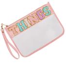 Bolsa transparente Iqimott Monogram Letter Chenille Glitter
