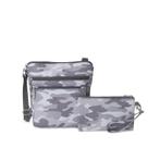 Bolsa Transversal Baggallini com Bolso Transparente Cinza Camuflado