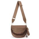 Bolsa transversal de nylon xadrez Lushandy para mulheres, marrom