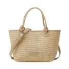 Bolsa Transversal De Palha Estilo Praia, Bolsa De Mão Tecida Para Férias De Verão, Cesta Com Nó De