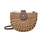 Bolsa Transversal De Palha Feminina Para O Verão, Feita À Mão, Em Rattan, Semicircular, Para Viagem