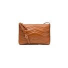 Bolsa Transversal Feminina de Couro Zig Zag Matelasse Pequena Caramelo