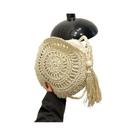 Bolsa Transversal Feminina De Palha Com Borlas, Pequena, Redonda E Vazada, Estilo Mensageiro