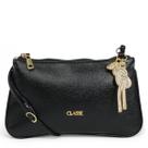 Bolsa Transversal Feminina Preto Couro Legítimo Pequena Classe Couro