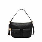 Bolsa Transversal Fossil Jolie de Couro Cargo Preta 28x8x20cm Bolsa Transversal Fossil Jolie de Couro Cargo Preta 28x8x20cm