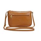Bolsa Transversal Media Feminina Couro Legítimo Cor:Caramelo