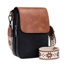 Bolsa Transversal Retro Feminina Em Couro PU Com Alça Larga E Tampa, Pequena E Estilosa