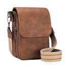 Bolsa Transversal Retro Feminina Em Couro PU Com Alça Larga E Tampa, Pequena E Estilosa