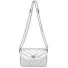 Bolsa transversal smartbag couro metalizado prata 77014