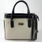 Bolsa transversal/tiracolo em couro natural branca com azul maria adna