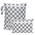 Bolsa úmida e bolsas de mão Bumkins Waterproof Grey Check, pacote com 2 unidades