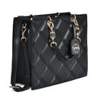Bolsa Via Marte Tote metalasse Acolchoada Preta Cod B1-107.07