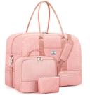 Bolsas de fim de semana para mulheres, bolsa grande para dormir, mochila de viagem de lona, sacola de mão com compartimento para sapatos, 21", conjunto de 3 peças