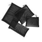 Bolsas de malha com zíper, pacote com 4 (S/M/L e bolsa para lápis) pretas
