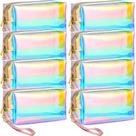 Bolsas de maquiagem Dunzy Holographic Clear com zíper, 8 unidades Bolsas de maquiagem Dunzy Holographic Clear com zíper, 8 unidades