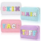 Bolsas de maquiagem Pinkunn Preppy Chenille Letter, 4 peças para mulheres Bolsas de maquiagem Pinkunn Preppy Chenille Letter, 4 peças para mulheres