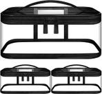 Bolsas de maquiagem transparentes de 3 peças Bolsas de cosméticos Bolsa de viagem de higiene pessoal para mulheres PVC portátil à prova d'água transparente com zíper organizadores de bolsa de armazenamento com alça para viagens de férias Banheiro