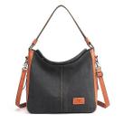 Bolsas de ombro de lona feminina de alta qualidade bolsa crossbody clássica de várias camadas preta