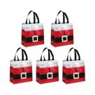 Bolsas De Presente De Natal Para Crianças, Sacola Não Tecida Do Papai Noel Com Alça, Pacote Com 5,