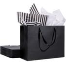 Bolsas de Regalo Plauthus 40x15x30 cm con Asa de Cinta Negra Paquete de 12