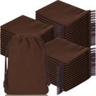 Bolsas de veludo com cordão Wesnoy, 200 unidades, 7 x 9 cm, café