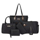 Bolsas Feminina Preta Com Alça de Ombro Ajustável Conjunto De 6 Peças