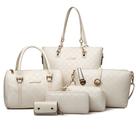 Bolsas Femininas, Padrão Xadrez, Creme, Com Alça De Ombro Ajustável 6 Itens Moda Europeia