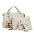 Bolsas Femininas Transversal com 4 Peças+Ursinho na Cor: Creme