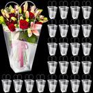 Bolsas florais Yexiya, buquê de flores transparentes com alça, 24 unidades Bolsas florais Yexiya, buquê de flores transparentes com alça, 24 unidades
