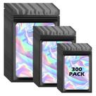 Bolsas Mylar Arsmat Holographic 300 unidades com janela transparente, 3 tamanhos Bolsas Mylar Arsmat Holographic 300 unidades com janela transparente, 3 tamanhos
